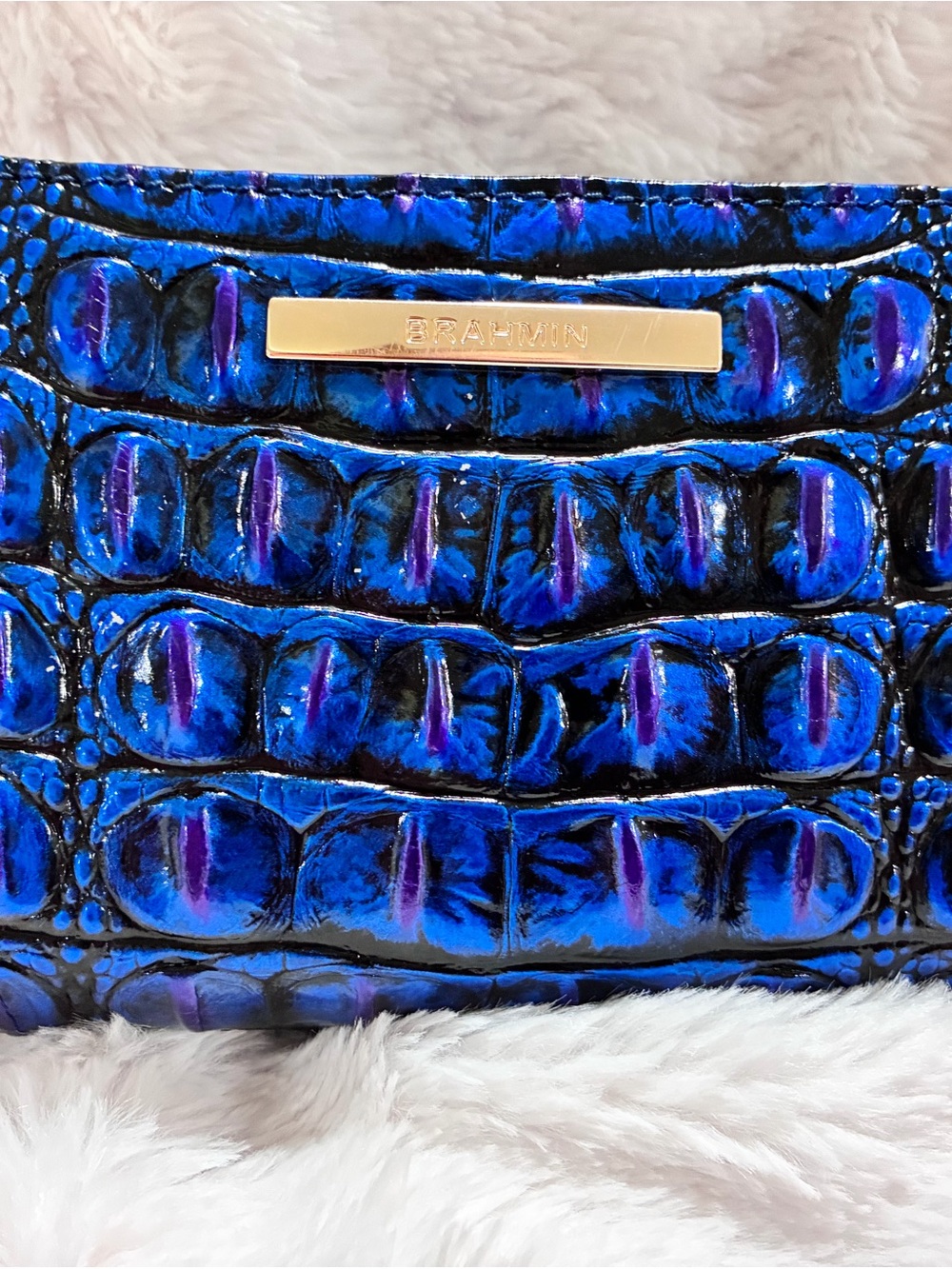 Brahmin Blue Croc-Embossed Leather Wallet